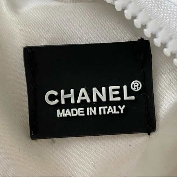 Brand New Chanel White Puffy Top Handles Beauty Makeup Cosmetic Bag